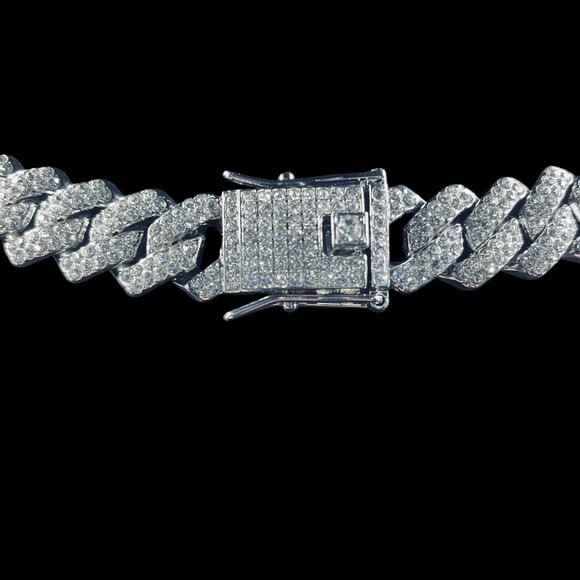 Iced Out Cuban Link Chain Necklace New In Package Bling Silver Hip Hop Jewelry - Picture 7 of 7